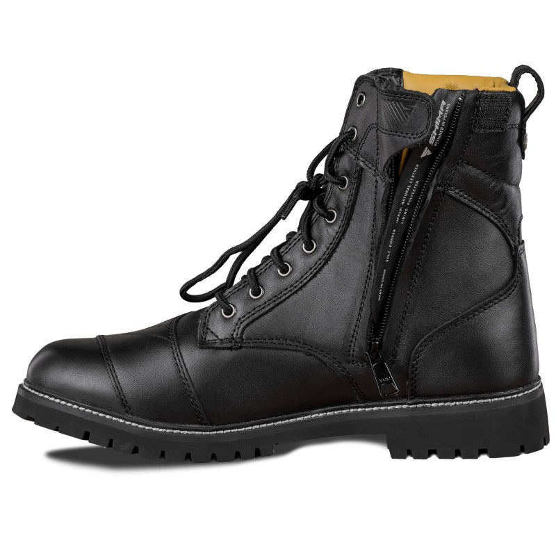SHIMA THOMSON Motorbike Boots for Men Reinforced Leather Mens Biker Boots with Side Zipper Ankle Support Anti-Slip Sole Gear Shift Handle (Black, 10) - Image 3